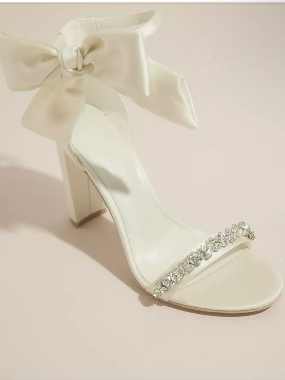 Oleg Cassini Melanie Removable Ankle Bow Crystal Strap Heeled Sandal
